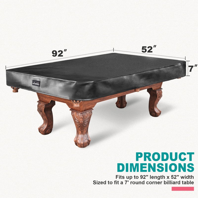 Shieldo Heavy Duty Leatherette Billiard Pool Table Cover,Waterproof&Tearproof Cover for Pool Table,7/8/9 Foot Fitted(7FT/Balck) - Image 2